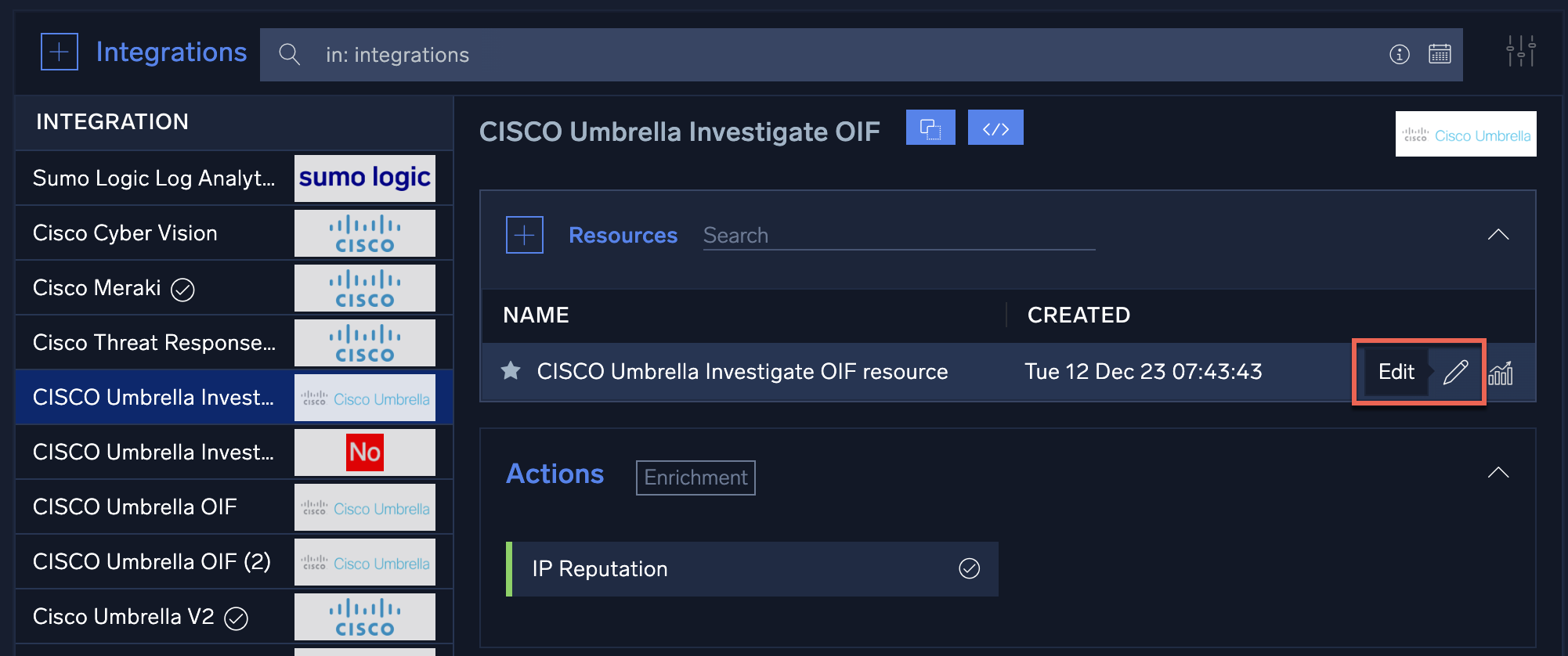 Resource edit button
