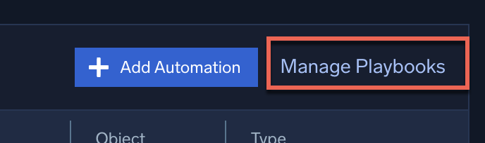 Manage Playbooks menu option