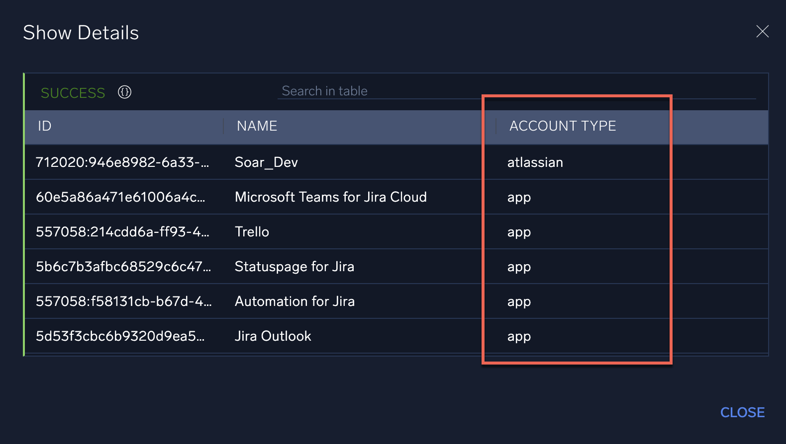 New output displayed in test action results