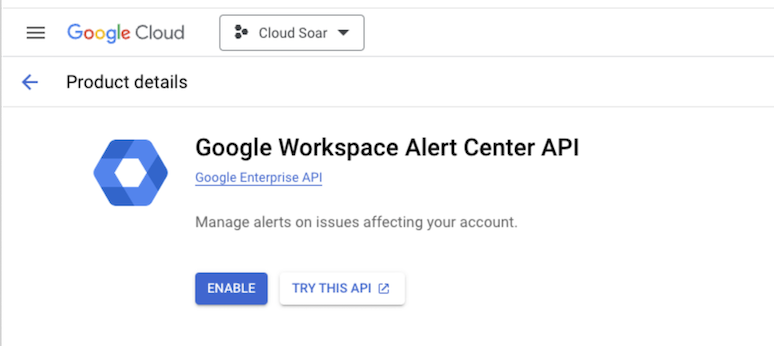 Enable API for the project