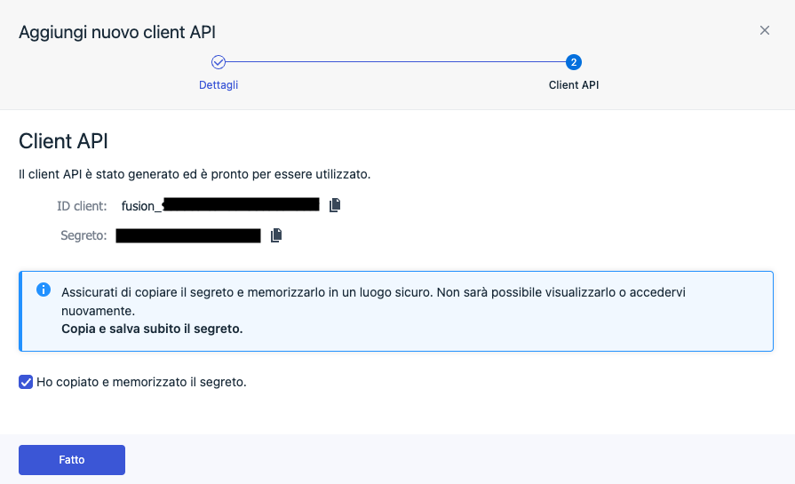 Save client ID and secret