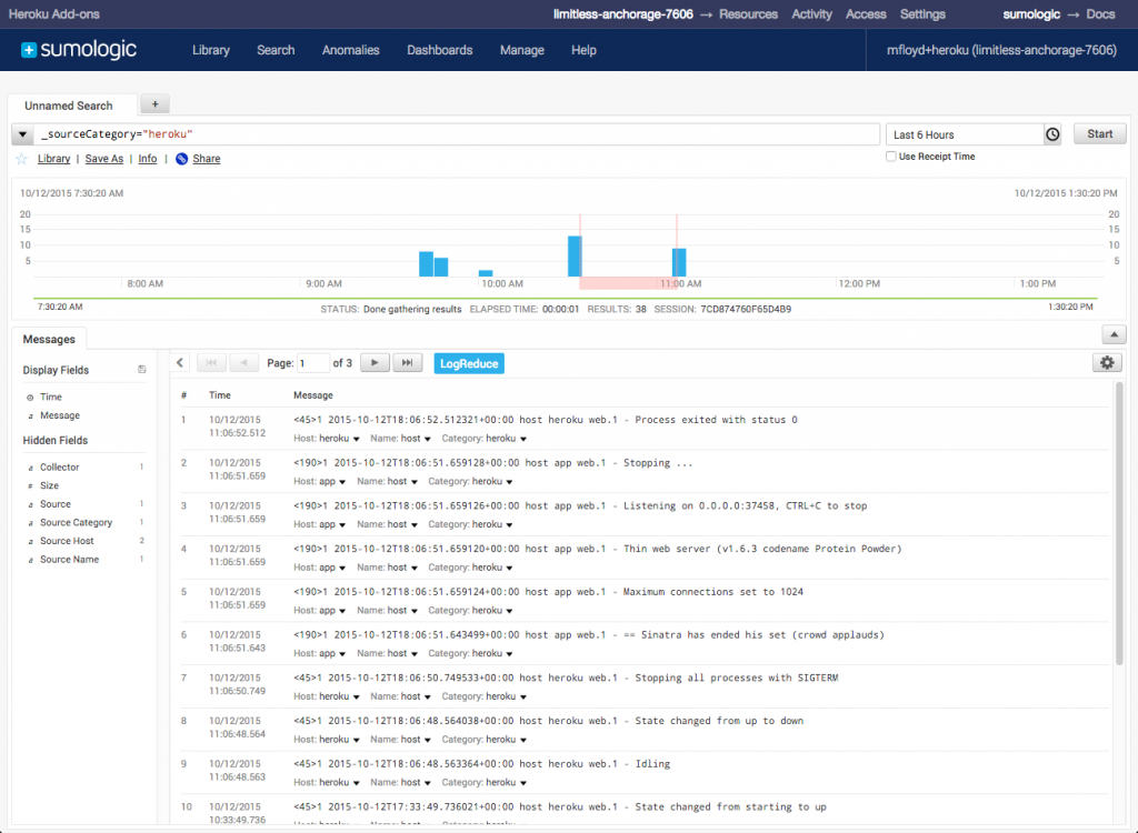 Sumo Logic Heroku add-on